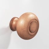Colonial Bronze - 1.5'' diameter Round, grooved Cabinet Knob, Back-to-Back Shower Door Knob Kit hand finished in Distressed Antique Copper - Distressed Antique Copper