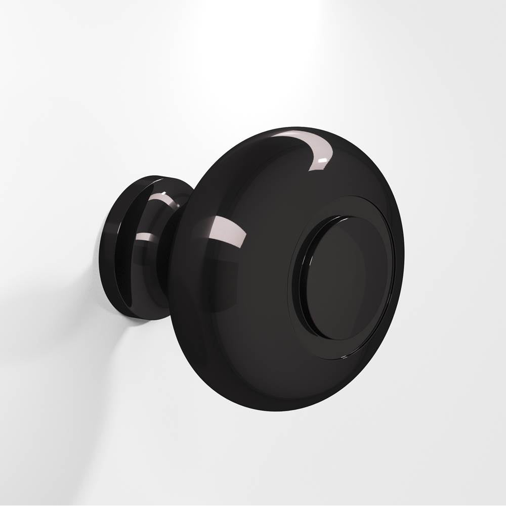 Colonial Bronze - 1.25'' diameter Round, grooved Cabinet Knob, Back-to-Back Shower Door Knob Kit hand finished in Satin Black - Satin Black