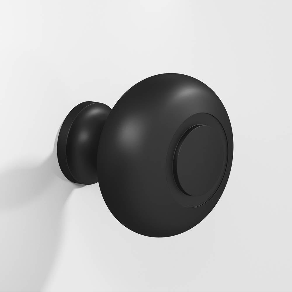 Colonial Bronze - 1.5'' diameter Round, grooved Cabinet Knob, Back-to-Back Shower Door Knob Kit hand finished in Matte Satin Black - Matte Satin Black