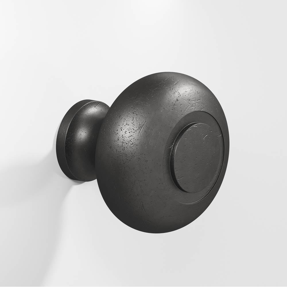 Colonial Bronze - 1.5'' diameter Round, grooved Cabinet Knob, Back-to-Back Shower Door Knob Kit hand finished in Distressed Satin Black - Distressed Satin Black
