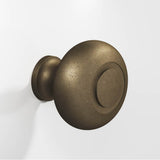 Colonial Bronze - 1.25'' diameter Round, grooved Cabinet Knob, Back-to-Back Shower Door Knob Kit hand finished in Distressed Oil Rubbed Bronze - Distressed Oil Rubbed Bronze