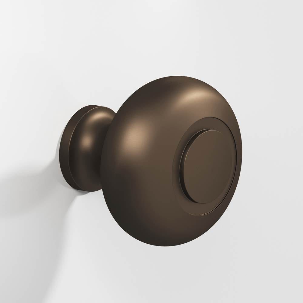 Colonial Bronze - 1.5'' diameter Round, grooved Cabinet Knob, Back-to-Back Shower Door Knob Kit hand finished in Heritage Bronze - Heritage Bronze