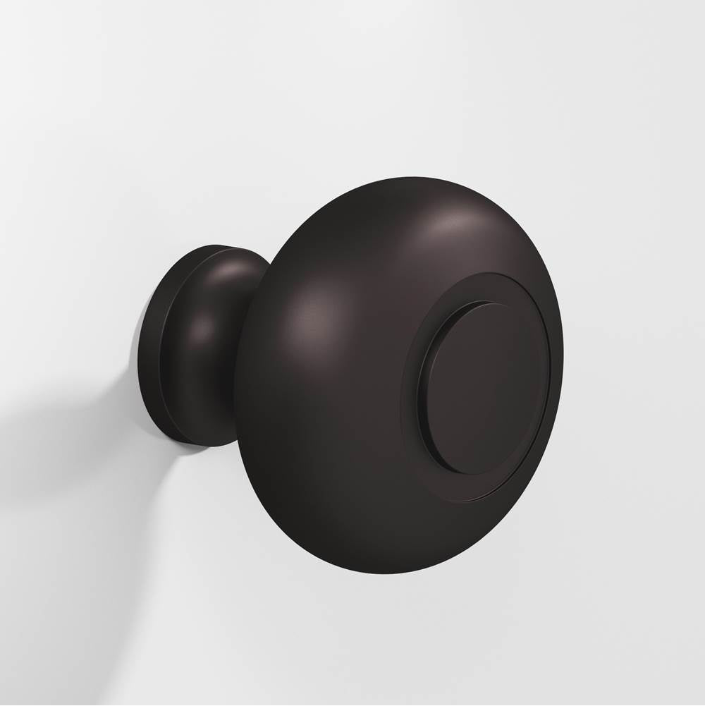 Colonial Bronze - 1.5'' diameter Round, grooved Cabinet Knob, Back-to-Back Shower Door Knob Kit hand finished in Matte Dark Statuary Bronze - Matte Dark Statuary Bronze