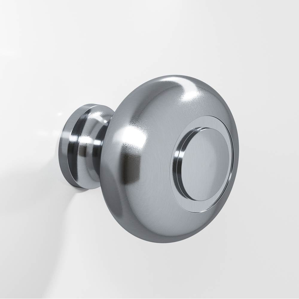 Colonial Bronze - 1.5'' diameter Round, grooved Cabinet Knob, Back-to-Back Shower Door Knob Kit hand finished in Satin Chrome - Satin Chrome