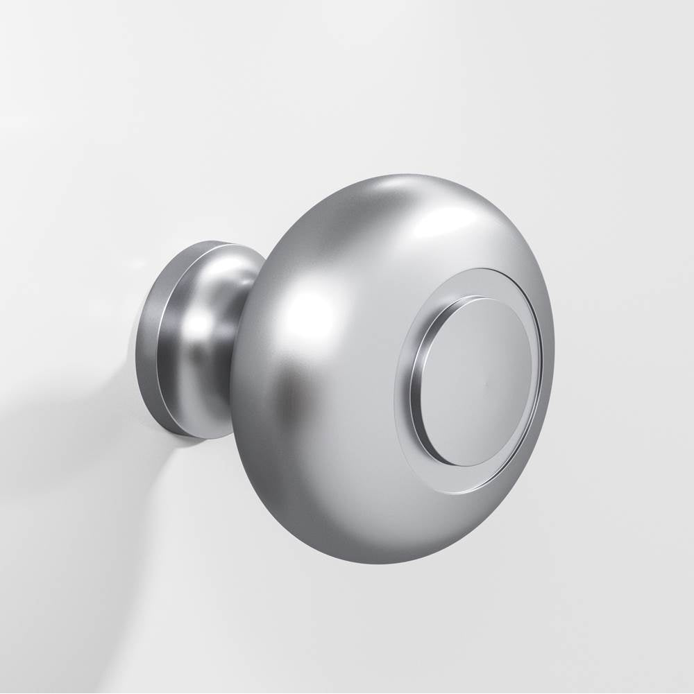 Colonial Bronze - 1.5'' diameter Round, grooved Cabinet Knob, Back-to-Back Shower Door Knob Kit hand finished in Matte Satin Chrome - Matte Satin Chrome