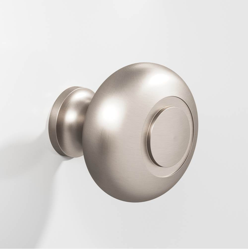 Colonial Bronze - 1.25'' diameter Round, grooved Cabinet Knob, Back-to-Back Shower Door Knob Kit hand finished in Matte Satin Nickel - Matte Satin Nickel