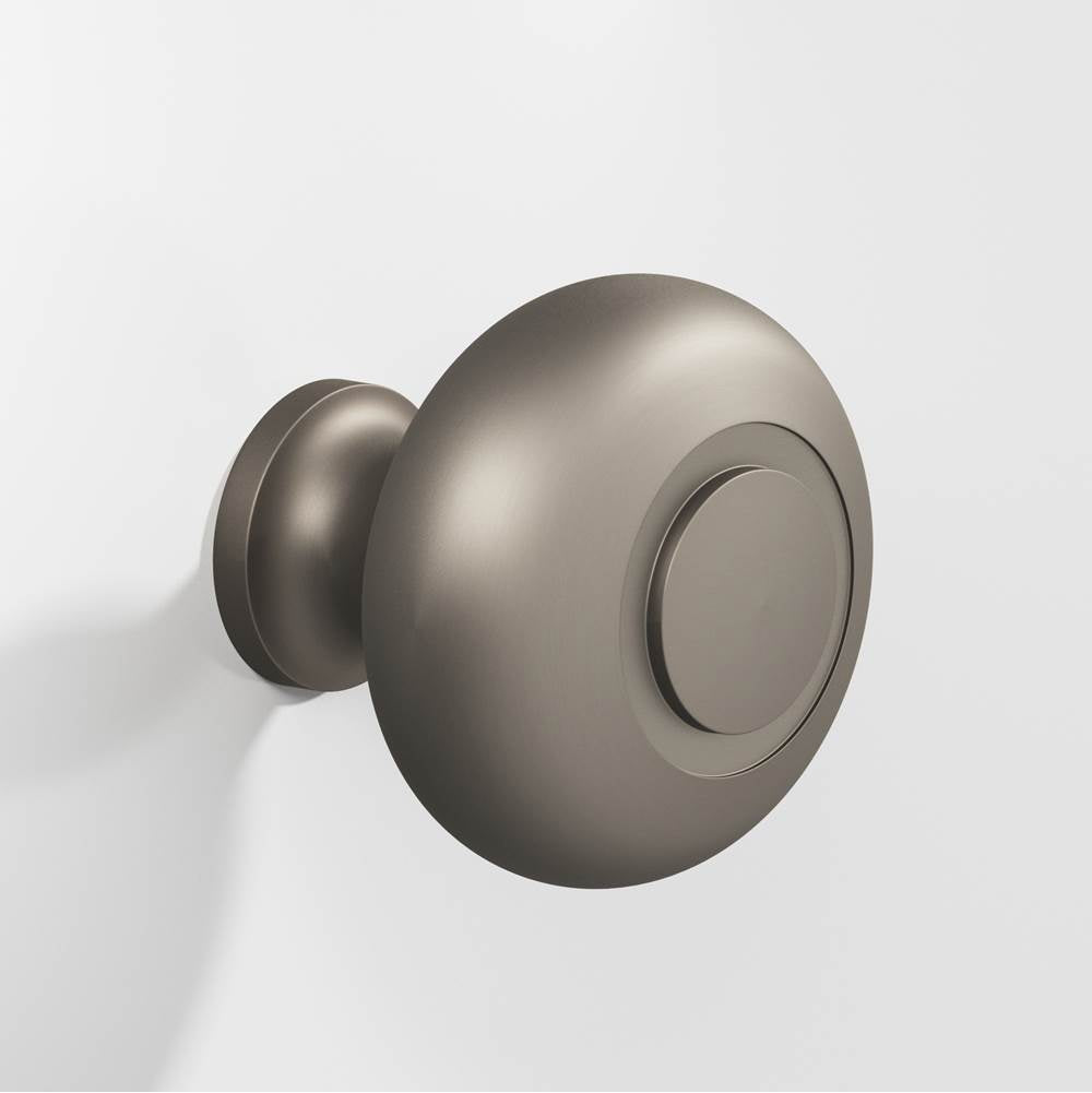 Colonial Bronze - 1.5'' diameter Round, grooved Cabinet Knob, Back-to-Back Shower Door Knob Kit hand finished in Matte Pewter - Matte Pewter