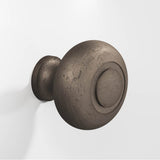Colonial Bronze - 1.25'' diameter Round, grooved Cabinet Knob, Back-to-Back Shower Door Knob Kit hand finished in Distressed Pewter - Distressed Pewter
