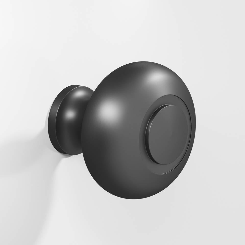 Colonial Bronze - 1.25'' diameter Round, grooved Cabinet Knob, Back-to-Back Shower Door Knob Kit hand finished in Matte Graphite - Matte Graphite