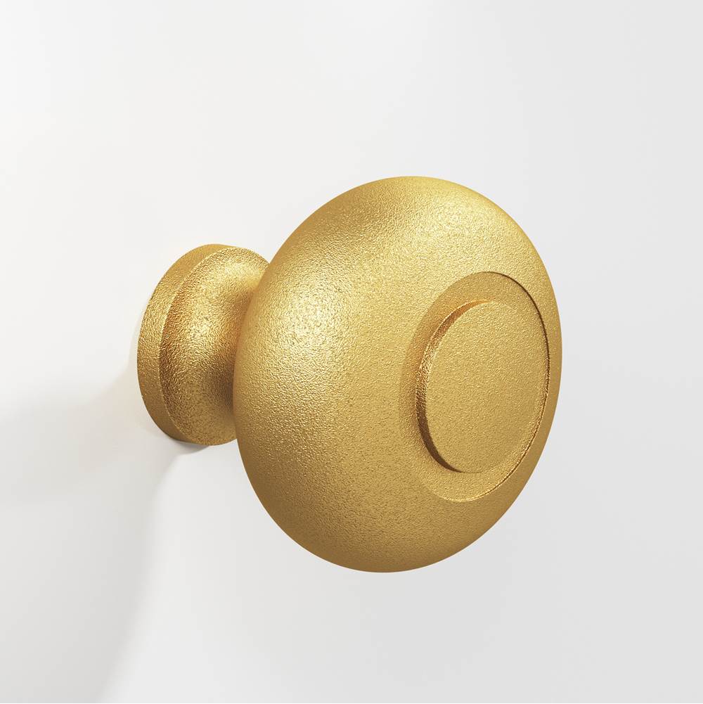 Colonial Bronze - 1.25'' diameter Round, grooved Cabinet Knob, Back-to-Back Shower Door Knob Kit hand finished in Frost Brass - Frost Brass