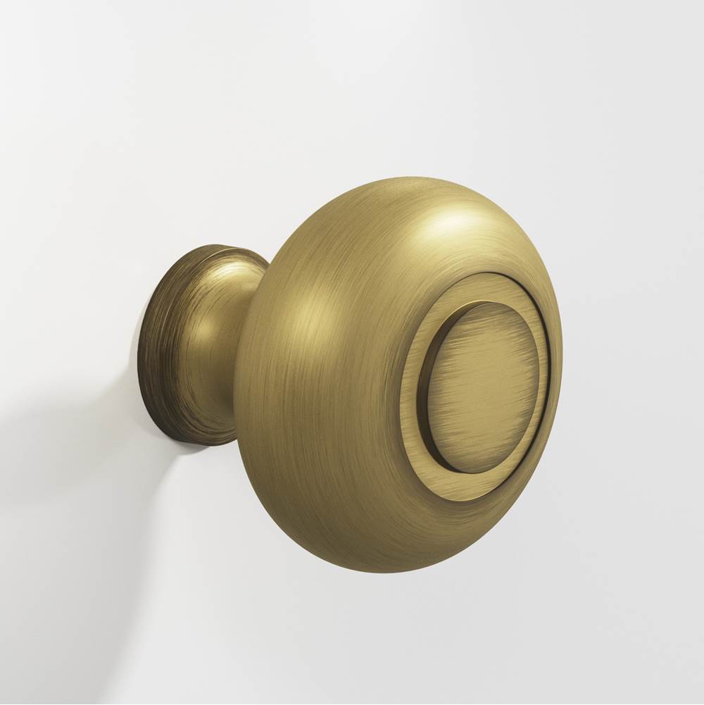 Colonial Bronze - 1.5'' diameter Round, grooved Cabinet Knob, Back-to-Back Shower Door Knob Kit hand finished in Matte Antique Satin Brass - Matte Antique Satin Brass