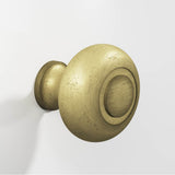 Colonial Bronze - 1.25'' diameter Round, grooved Cabinet Knob, Back-to-Back Shower Door Knob Kit hand finished in Distressed Antique Brass - Distressed Antique Brass
