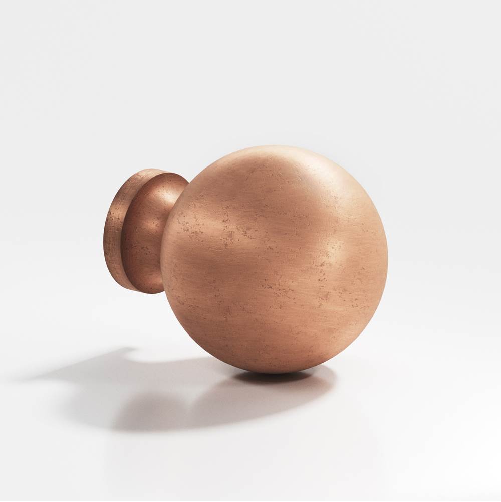 Colonial Bronze - 1.25'' diameter Round Cabinet Knob, Back-to-Back Shower Door Knob Kit hand finished in Distressed Antique Copper - Distressed Antique Copper