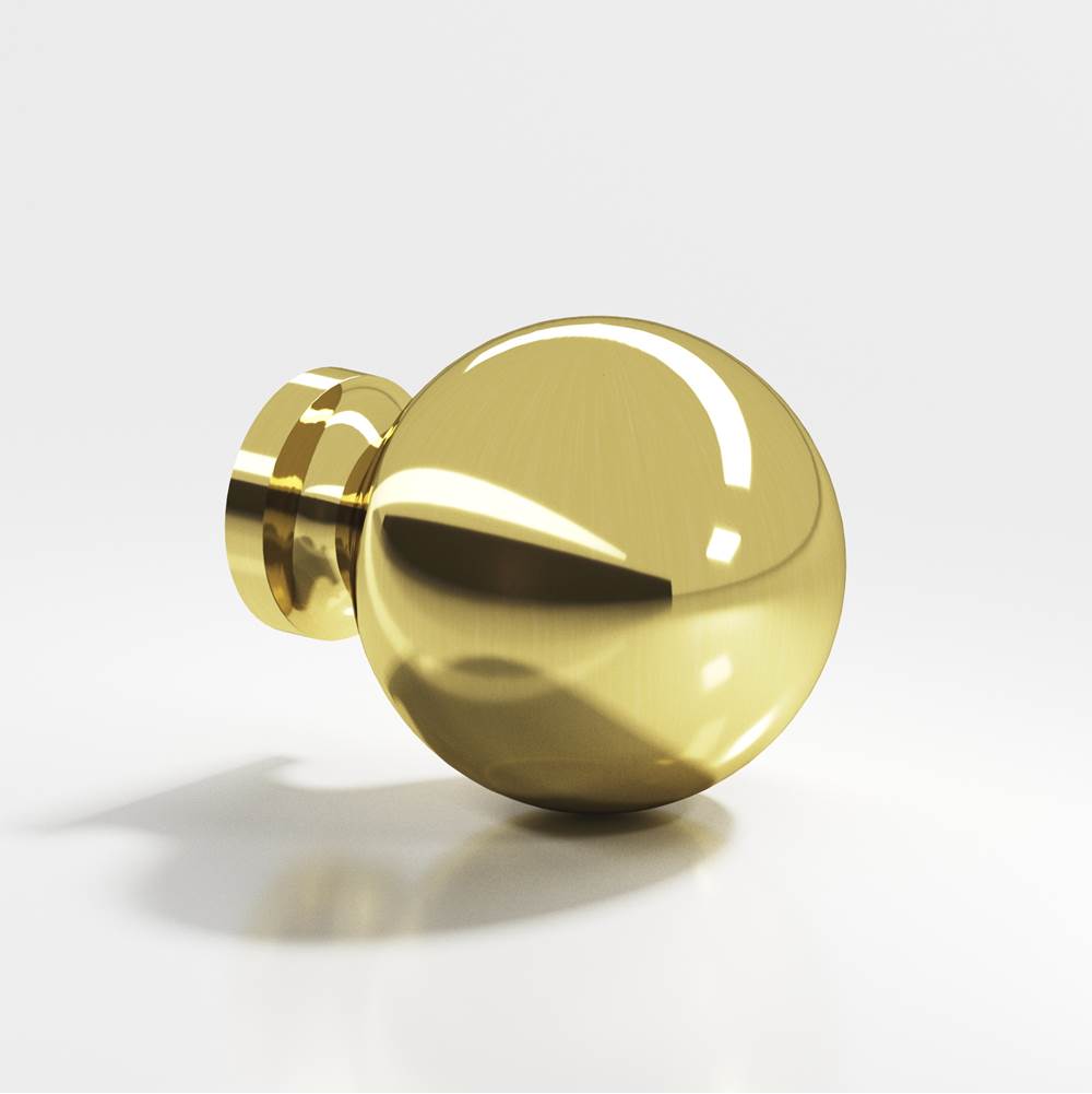 Colonial Bronze - 1'' diameter Round Cabinet Knob, Back-to-Back Shower Door Knob Kit hand finished in Unlacquered Polished Brass - Unlacquered Polished Brass