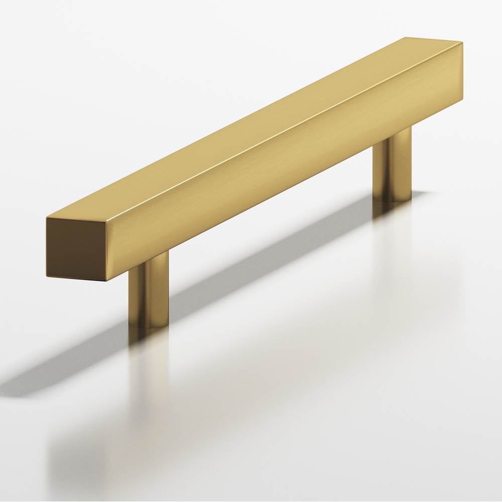 Colonial Bronze - 3.5'' center-to-center, 6'' overall, 0.4375'' Square Cabinet Pull with straight posts hand finished in Satin Brass - Satin Brass
