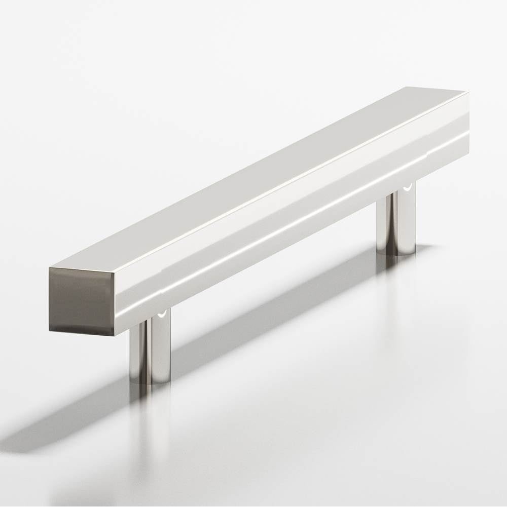 Colonial Bronze - 5'' center-to-center, 6.5'' overall, 0.4375'' Square Cabinet Pull with straight posts hand finished in Polished Nickel - Polished Nickel