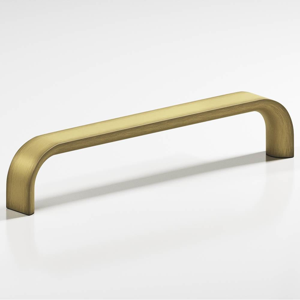 Colonial Bronze - 18'' center-to-center, 18.5'' overall, 1'' diameter Half-round wire Appliance Pull, Door Pull, Shower Door Pull hand finished in Matte Antique Satin Brass - Matte Antique Satin Brass