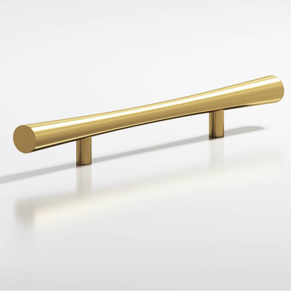 Colonial Bronze - 4'' center-to-center, 6'' overall, 0.75'' max diameter Hourglass Cabinet Pull with straight posts hand finished in Satin Brass - Satin Brass