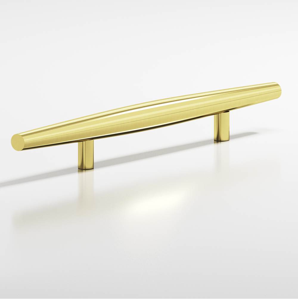 Colonial Bronze - 4'' center-to-center, 6'' overall, 0.75'' max diameter Cigar Cabinet Pull with straight posts hand finished in Unlacquered Polished Brass - Unlacquered Polished Brass