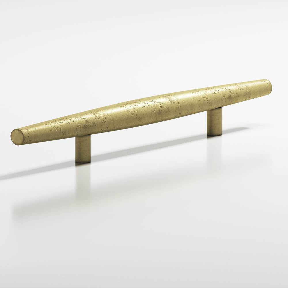 Colonial Bronze - 4'' center-to-center, 6'' overall, 0.75'' max diameter Cigar Cabinet Pull with straight posts hand finished in Distressed Antique Brass - Distressed Antique Brass