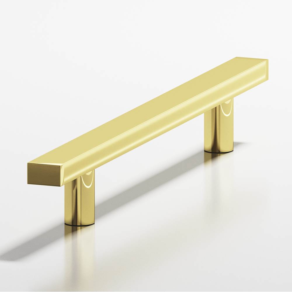 Colonial Bronze - 4'' center-to-center, 6'' overall, 0.75 x 0.375'' Rectangular Cabinet Pull with straight posts hand finished in Polished Brass - Polished Brass