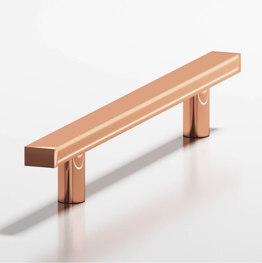 Colonial Bronze - 6'' center-to-center, 8'' overall, 0.75 x 0.375'' Rectangular Cabinet Pull, Door Pull with straight posts hand finished in Polished Copper - Polished Copper
