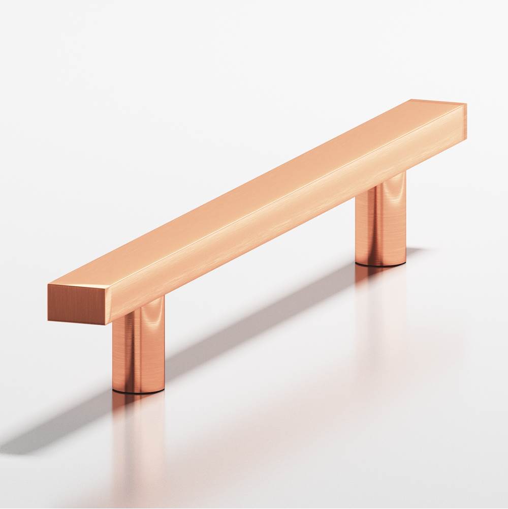 Colonial Bronze - 4'' center-to-center, 6'' overall, 0.75 x 0.375'' Rectangular Cabinet Pull with straight posts hand finished in Satin Copper - Satin Copper