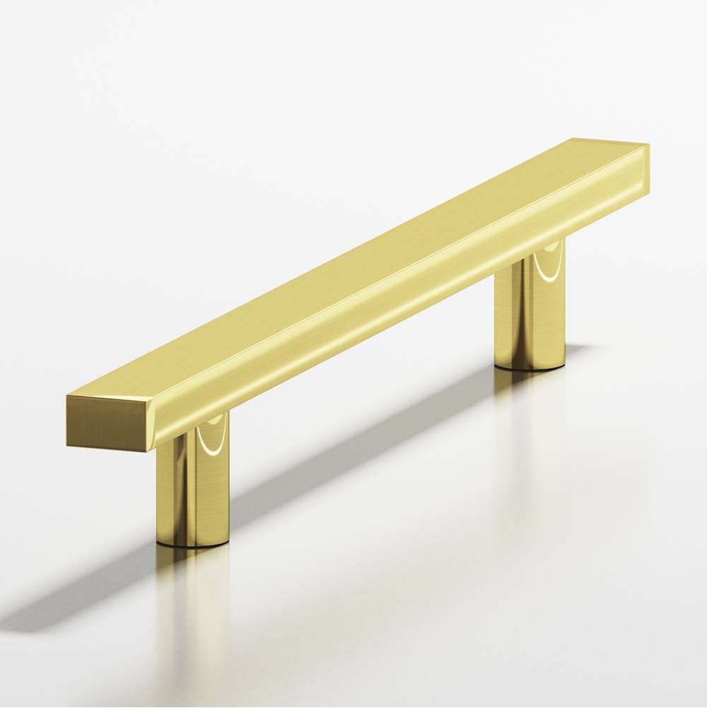 Colonial Bronze - 8'' center-to-center, 10'' overall, 0.75 x 0.375'' Rectangular Cabinet Pull, Appliance Pull, Door Pull with straight posts hand finished in Unlacquered Polished Brass - Unlacquered Polished Brass