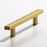 Colonial Bronze - 6'' center-to-center, 8'' overall, 0.75 x 0.375'' Rectangular Cabinet Pull, Door Pull with straight posts hand finished in Unlacquered Satin Brass - Unlacquered Satin Brass