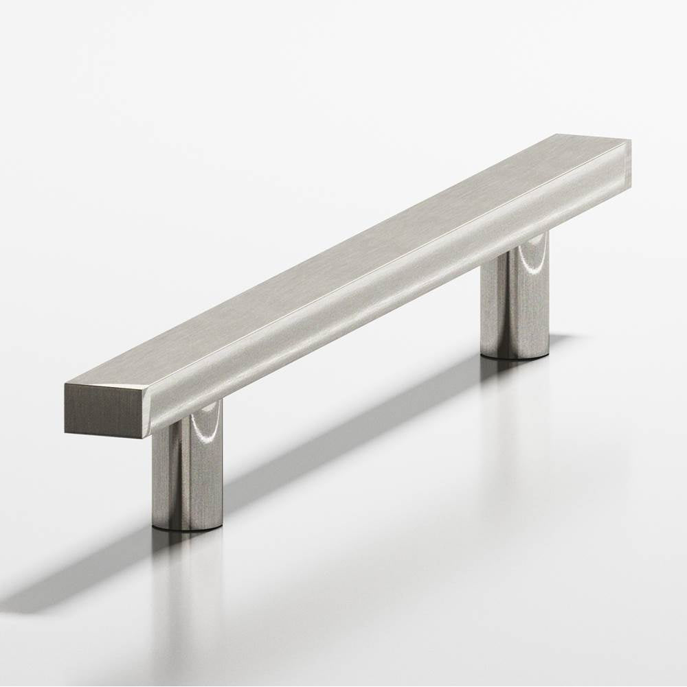 Colonial Bronze - 4'' center-to-center, 6'' overall, 0.75 x 0.375'' Rectangular Cabinet Pull with straight posts hand finished in Nickel Stainless - Nickel Stainless