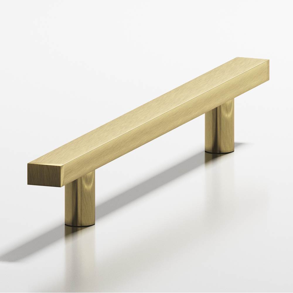 Colonial Bronze - 0.75 x 0.375'' diameter custom length Rectangular Pull with straight posts hand finished in Antique Brass - Antique Brass