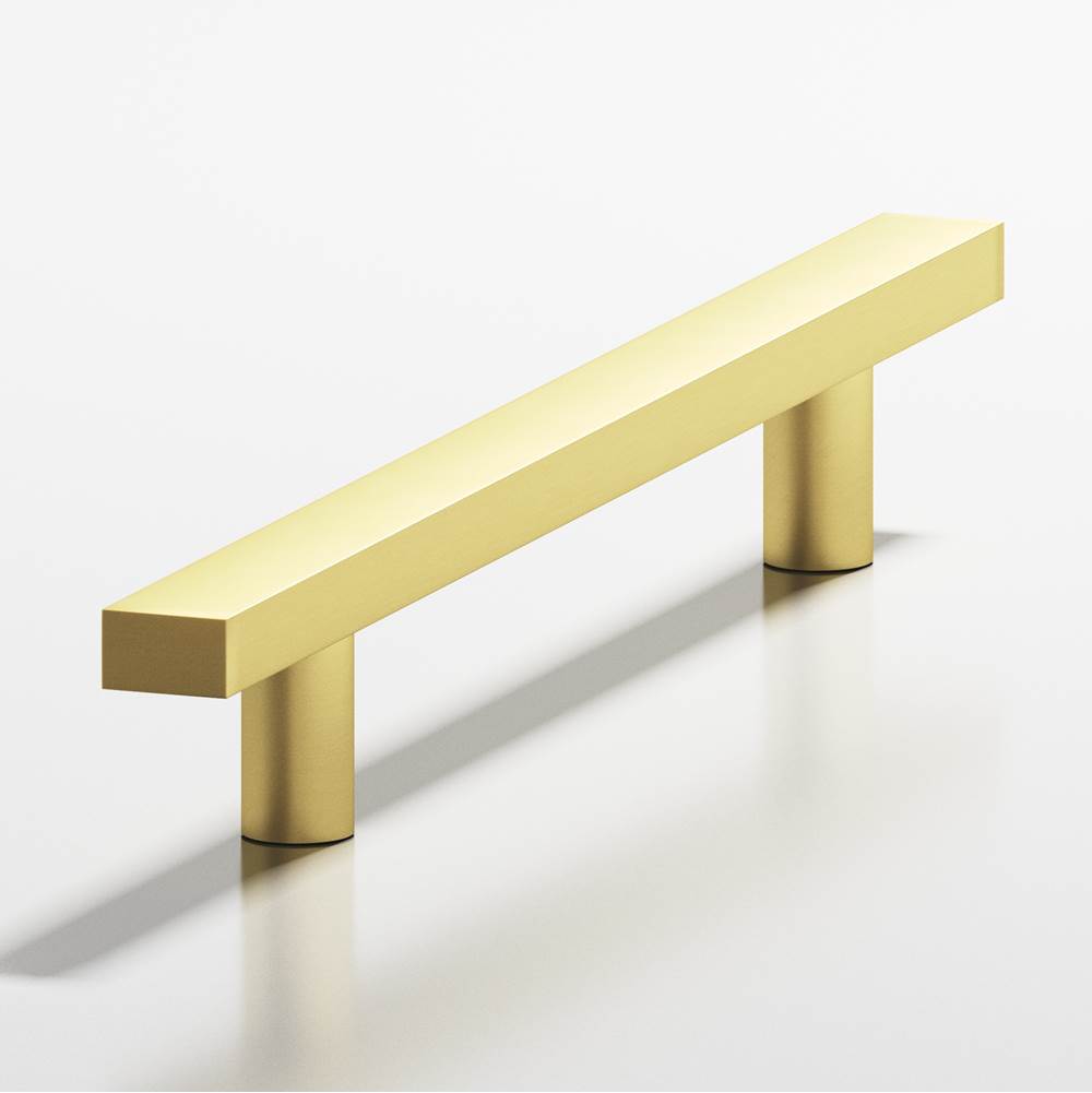 Colonial Bronze - 6'' center-to-center, 8'' overall, 0.75 x 0.375'' Rectangular Cabinet Pull, Door Pull with straight posts hand finished in Matte Satin Brass - Matte Satin Brass