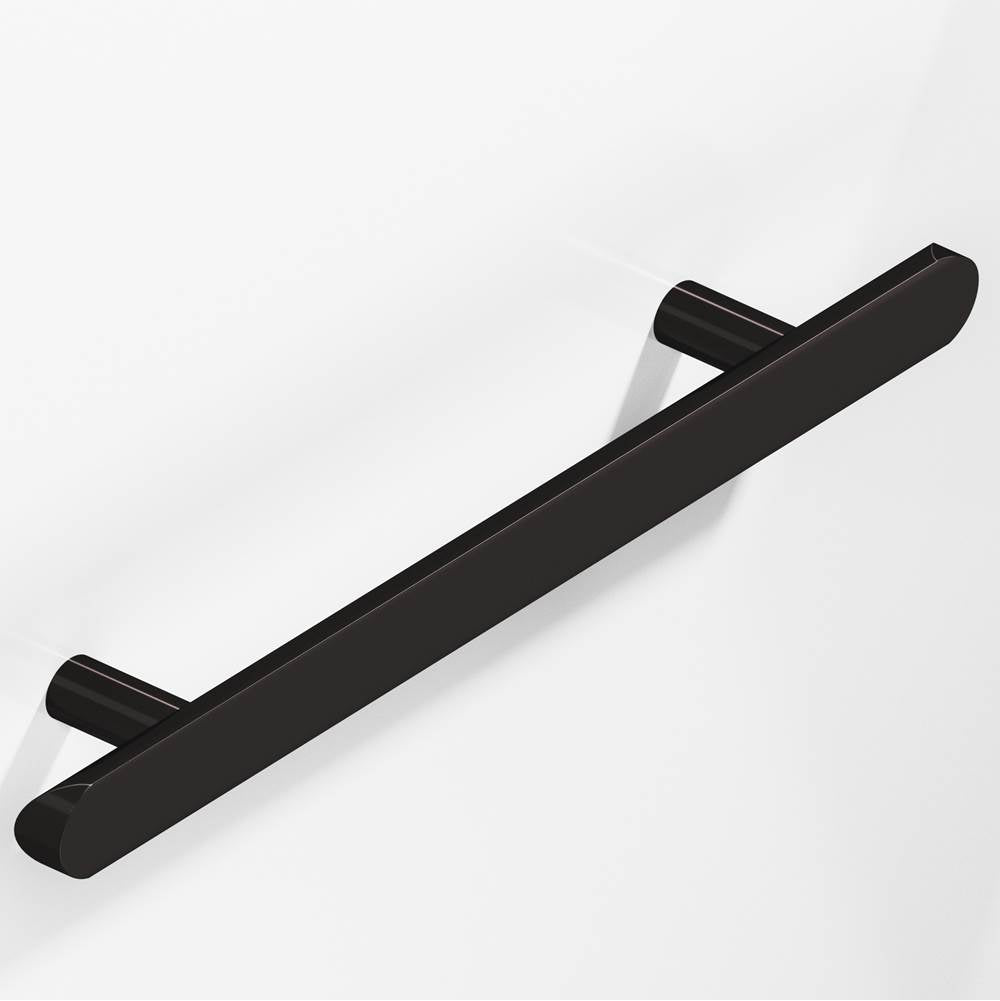 Colonial Bronze - 6'' center-to-center, 10'' overall, 1'' diameter Half-round Cabinet Pull, Door Pull, Shower Door Pull with straight posts and rounded ends hand finished in Satin Black - Satin Black