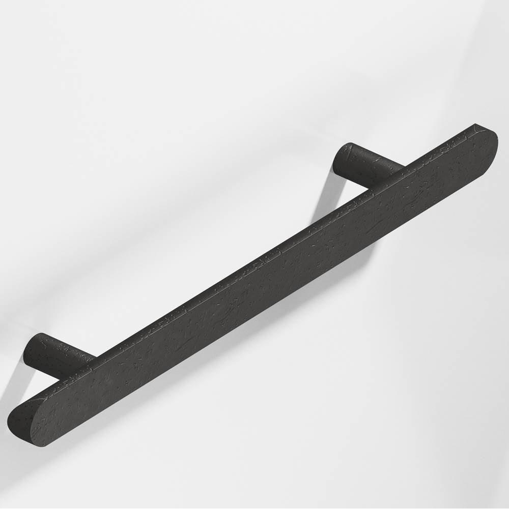 Colonial Bronze - 1'' diameter custom length Half-round Pull with straight posts and rounded ends hand finished in Distressed Satin Black - Distressed Satin Black