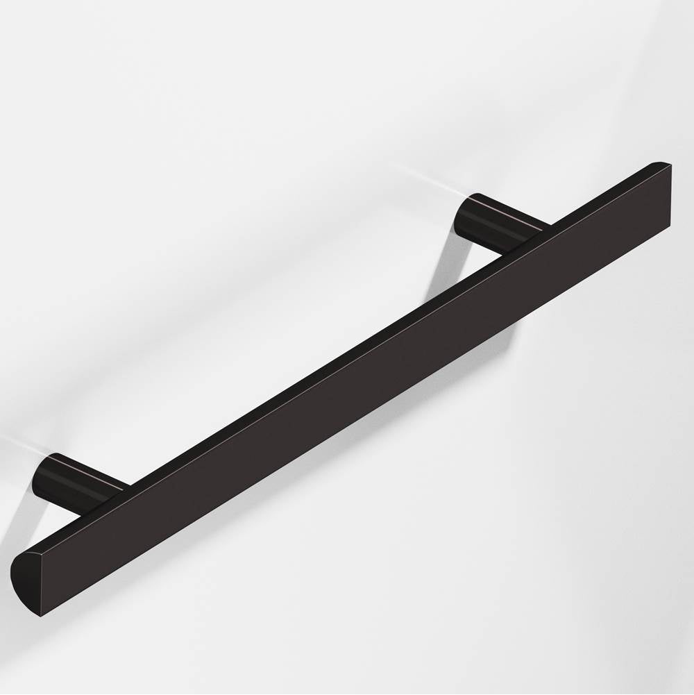 Colonial Bronze - 12'' center-to-center, 16'' overall, 1'' diameter Half-round Cabinet Pull, Appliance Pull, Door Pull, Shower Door Pull with straight posts hand finished in Satin Black - Satin Black