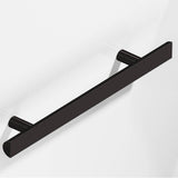 Colonial Bronze - 12'' center-to-center, 16'' overall, 1'' diameter Half-round Cabinet Pull, Appliance Pull, Door Pull, Shower Door Pull with straight posts hand finished in Satin Black - Satin Black