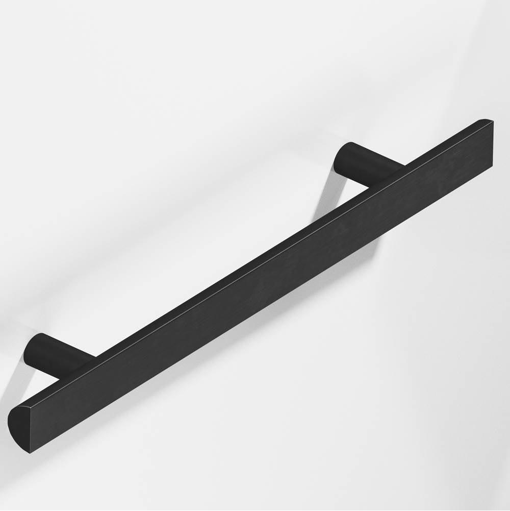 Colonial Bronze - 12'' center-to-center, 16'' overall, 1'' diameter Half-round Cabinet Pull, Appliance Pull, Door Pull, Shower Door Pull with straight posts hand finished in Matte Satin Black - Matte Satin Black