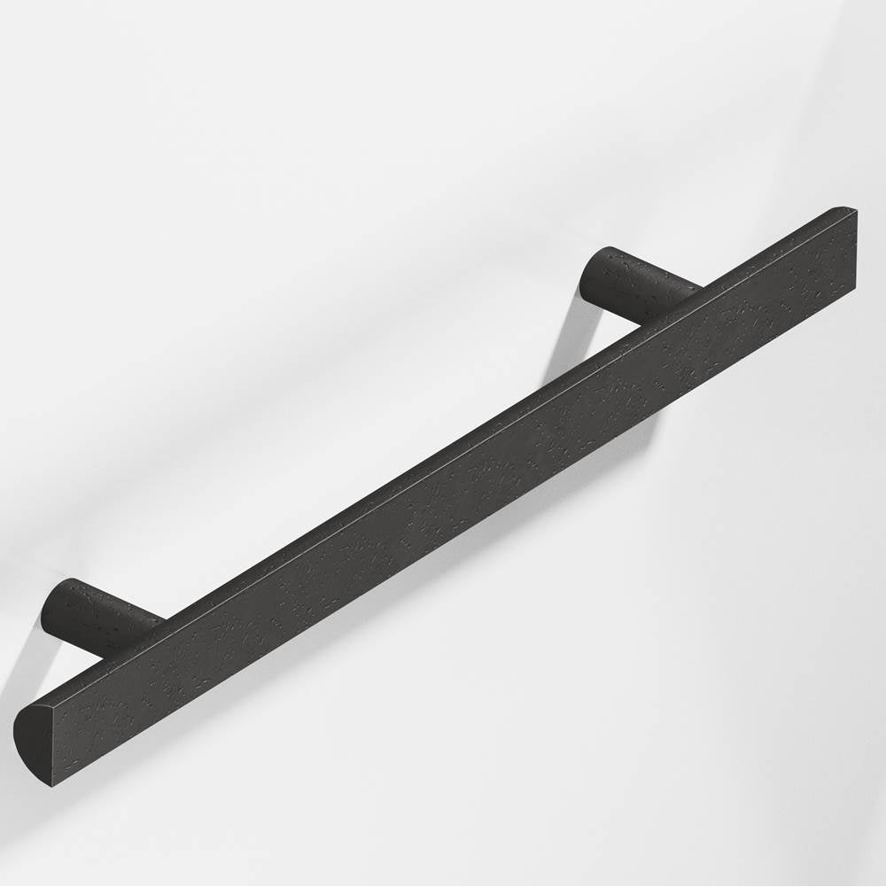 Colonial Bronze - 12'' center-to-center, 16'' overall, 1'' diameter Half-round Cabinet Pull, Appliance Pull, Door Pull, Shower Door Pull with straight posts hand finished in Distressed Satin Black - Distressed Satin Black