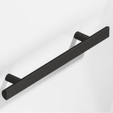 Colonial Bronze - 12'' center-to-center, 16'' overall, 1'' diameter Half-round Cabinet Pull, Appliance Pull, Door Pull, Shower Door Pull with straight posts hand finished in Frost Black - Frost Black