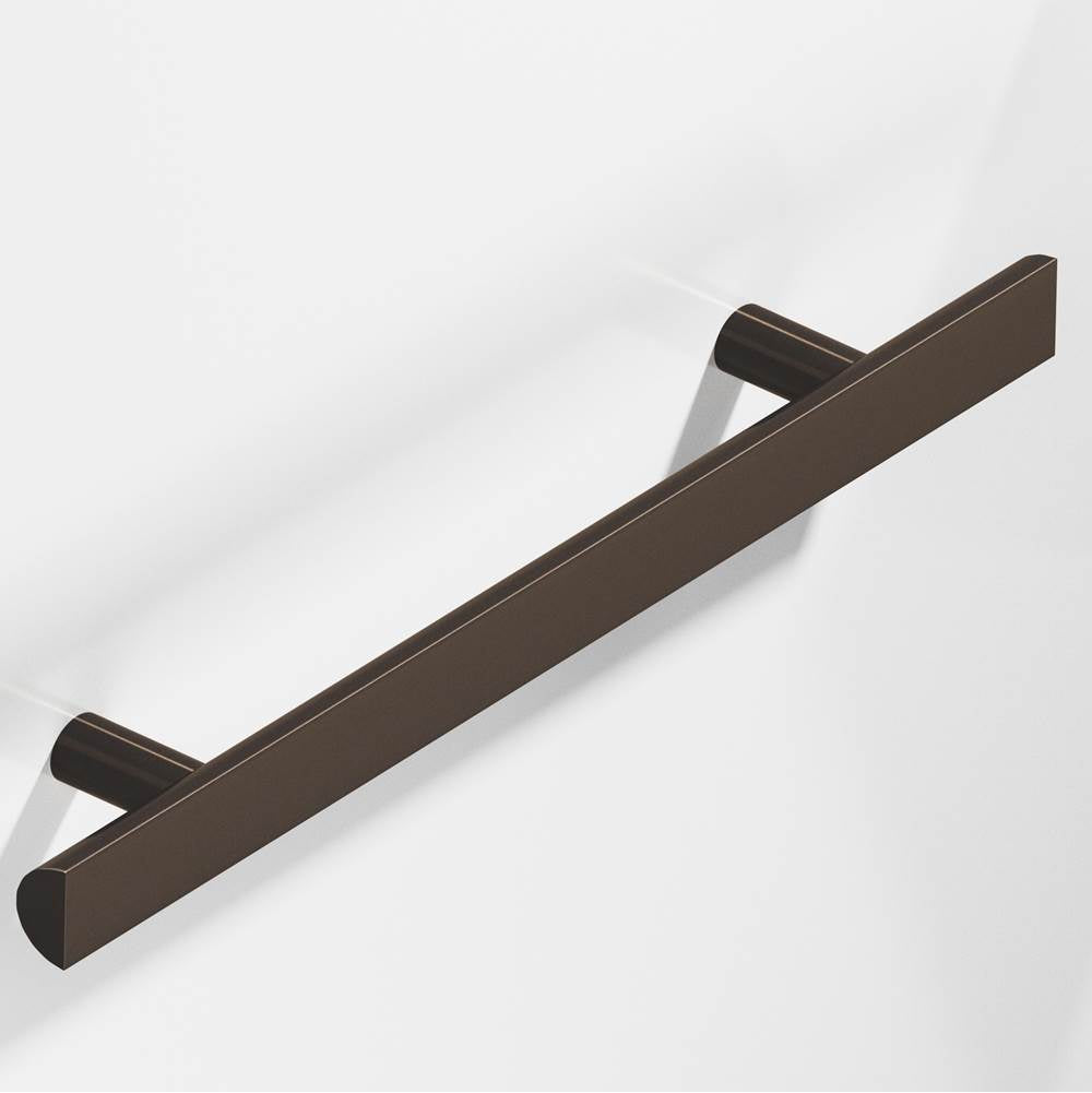 Colonial Bronze - 12'' center-to-center, 16'' overall, 1'' diameter Half-round Cabinet Pull, Appliance Pull, Door Pull, Shower Door Pull with straight posts hand finished in Dark Statuary Bronze - Dark Statuary Bronze