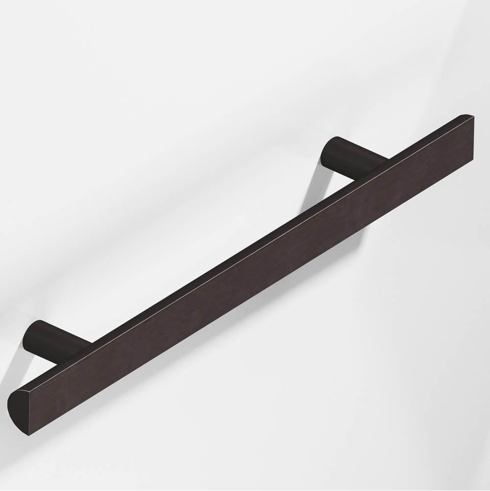 Colonial Bronze - 12'' center-to-center, 16'' overall, 1'' diameter Half-round Cabinet Pull, Appliance Pull, Door Pull, Shower Door Pull with straight posts hand finished in Matte Dark Statuary Bronze - Matte Dark Statuary Bronze