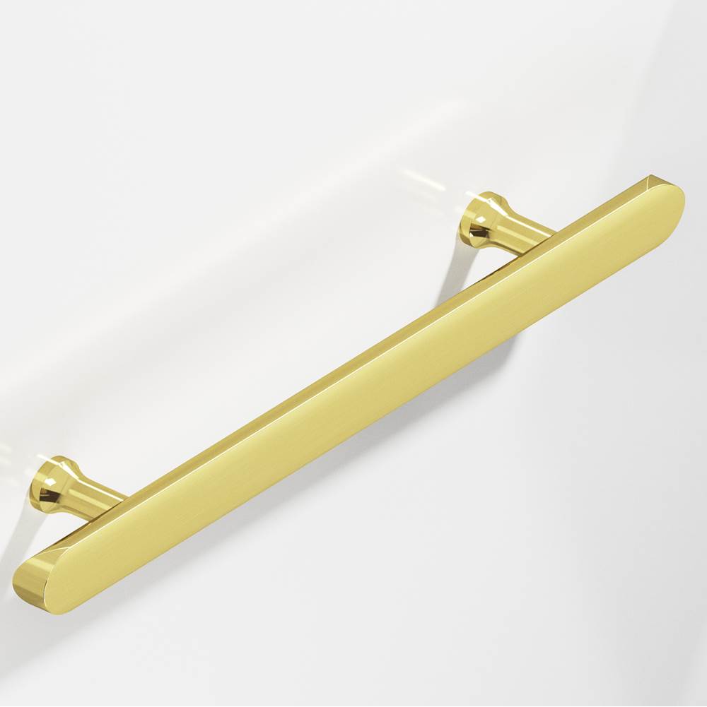 Colonial Bronze - 8'' center-to-center, 12'' overall, 1'' diameter Half-round Cabinet Pull, Appliance Pull, Door Pull, Shower Door Pull with flared posts and rounded ends hand finished in Unlacquered Polished Brass - Unlacquered Polished Brass