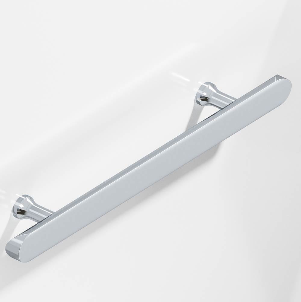 Colonial Bronze - 8'' center-to-center, 12'' overall, 1'' diameter Half-round Cabinet Pull, Appliance Pull, Door Pull, Shower Door Pull with flared posts and rounded ends hand finished in Polished Chrome - Polished Chrome