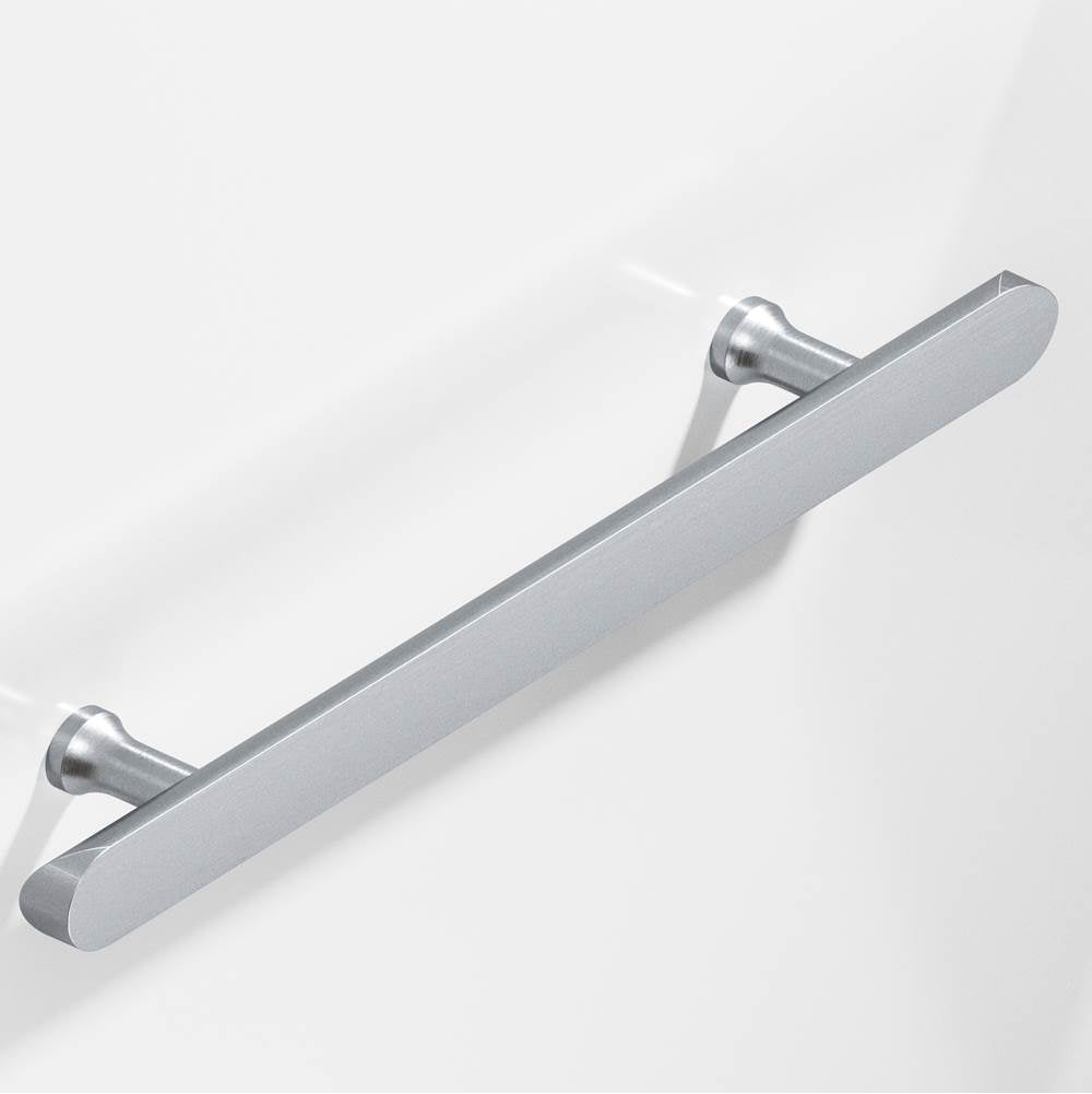 Colonial Bronze - 12'' center-to-center, 16'' overall, 1'' diameter Half-round Cabinet Pull, Appliance Pull, Door Pull, Shower Door Pull with flared posts and rounded ends hand finished in Satin Chrome - Satin Chrome