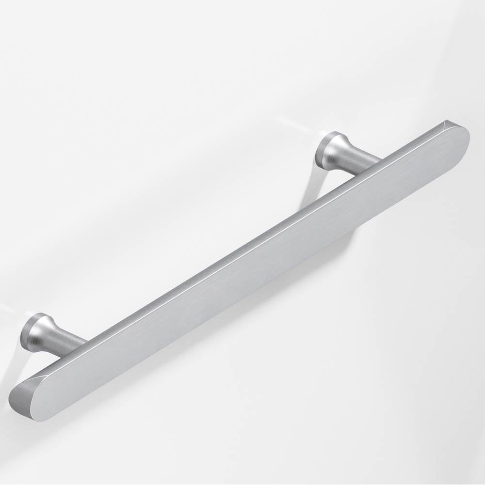 Colonial Bronze - 1'' diameter custom length Half-round Pull with flared posts and rounded ends hand finished in Matte Satin Chrome - Matte Satin Chrome