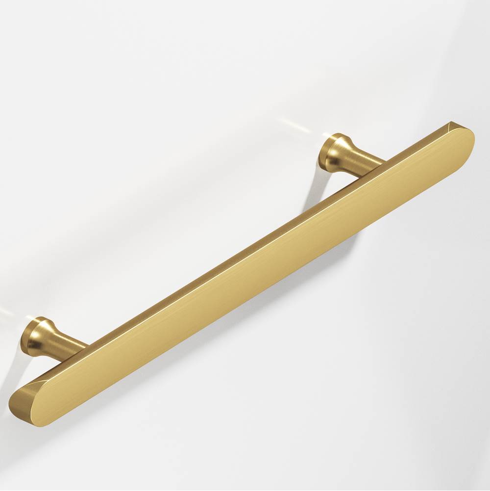 Colonial Bronze - 10'' center-to-center, 14'' overall, 1'' diameter Half-round Cabinet Pull, Appliance Pull, Door Pull, Shower Door Pull with flared posts and rounded ends hand finished in Unlacquered Satin Brass - Unlacquered Satin Brass