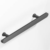 Colonial Bronze - 8'' center-to-center, 12'' overall, 1'' diameter Half-round Cabinet Pull, Appliance Pull, Door Pull, Shower Door Pull with flared posts and rounded ends hand finished in Matte Graphite - Matte Graphite
