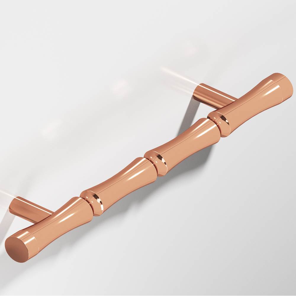 Colonial Bronze - 9.5'' center-to-center, 12.5'' overall, 1'' diameter Bamboo Appliance Pull, Door Pull, Shower Door Pull with straight posts hand finished in Polished Copper - Polished Copper