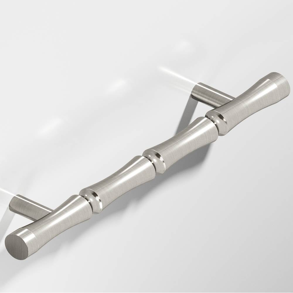 Colonial Bronze - 9.5'' center-to-center, 12.5'' overall, 0.75'' diameter Bamboo Appliance Pull, Door Pull with straight posts hand finished in Satin Nickel - Satin Nickel