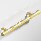 Colonial Bronze - 3'' center-to-center, 5'' overall, 0.5'' diameter Bamboo Cabinet Pull with straight posts hand finished in Matte Satin Brass - Matte Satin Brass